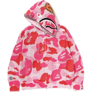 BAPE ABC Camo Pink Crochet Relaxed Fit Shark Full Zip Hoodie