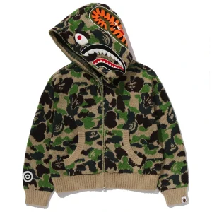 BAPE ABC Camo Towel Jacquard Shark Cropped Full Zip Hoodie