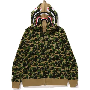 BAPE ABC Green Camo Double Shark Full Zip Hoodie