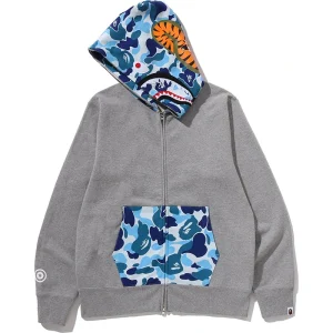 BAPE ABC Grey Camo Shark Full Zip Hoodie