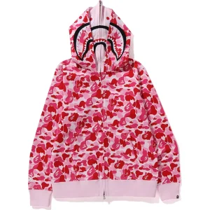 BAPE ABC Pink Camo Double Shark Full Zip Hoodie