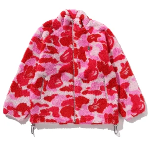 BAPE ABC Pink Camo Metal One Point Boa Jacket