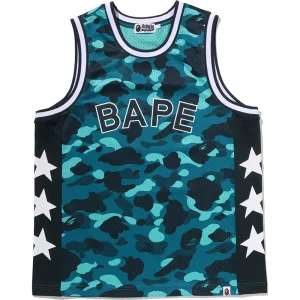 BAPE Color Green Camo Mesh Multi Logo Relaxed Fit Tank Top