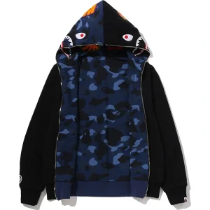 BAPE Color Navy Camo Reversible Shark Full Zip Hoodie