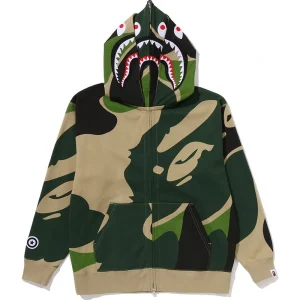 BAPE Mega ABC Green Camo Double Shark Relaxed Fit Full Zip Hoodie