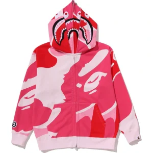 BAPE Mega ABC Pink Camo Double Shark Relaxed Fit Full Zip Hoodie