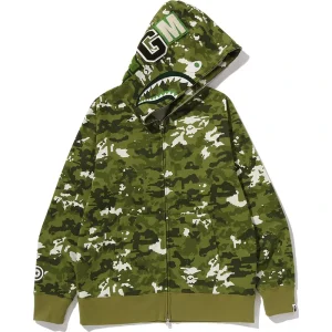 BAPE Multi Pixel Green Camo Shark Regular Fit Full Zip Hoodie