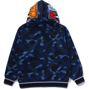 BAPE Navy Color Camo Shark Relaxed Fit Hoodie Track Jacket