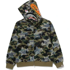 BAPE STA Over Print 1st Camo Mesh Shark Cropped Fit Full Zip Hoodie