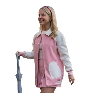 Elle 2026 Lexi Minetree Hearts Pocket Pink Varsity Jacket