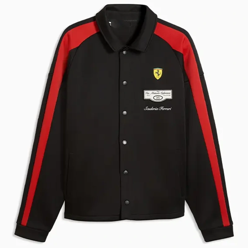 Ferrari T7 Black Track Jacket 1 Ferrari T7 Black Track Jacket <p><strong>Ferrari T7 Black Track Jacket</strong> delivers a sport-inspired track jacket look for athleisure outfits, travel, casual styling, and active everyday looks. Its distinctive design offers easy layering, sporty visual appeal, and versatile outfit pairing, making it a strong choice for personal wardrobes, collections, or gifting.</p>