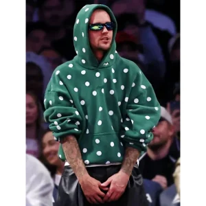 Justin Bieber Green Polka Dot Hoodie