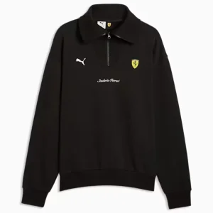 PUMA Scuderia Ferrari Half-Zip Fleece Black Crew Sweatshirt