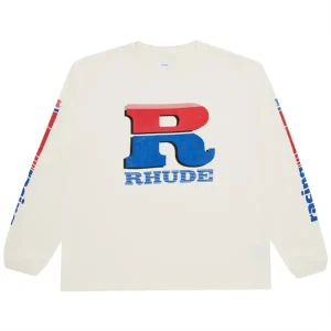 Rhude Split Petrol Logo Long-Sleeve Tee