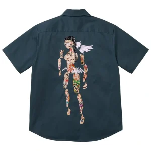 Supreme Aoi Cyborg Short-Sleeve Work Navy Shirt