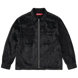 Supreme Faux Fur Black Zip Up Shirt