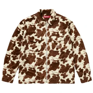 Supreme Faux Fur Cow Zip Up Shirt