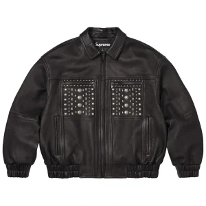 Supreme Multi Studded Black Leather Jacket