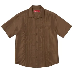 Supreme Pintuck Brown Short-Sleeve Shirt