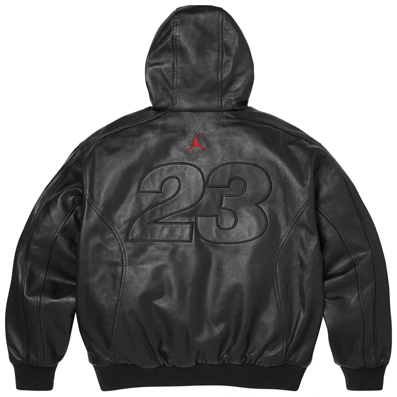 Supreme x Jordan Hooded Black Leather Jacket Supreme x Jordan Hooded Black Leather Jacket <p><strong>Supreme x Jordan Hooded Black Leather Jacket</strong> delivers a streetwear-ready hoodie look for casual outfits, travel, relaxed days, and seasonal layering. Its distinctive design offers comfortable styling, easy layering, and bold everyday appeal, making it a strong choice for personal wardrobes, collections, or gifting.</p>