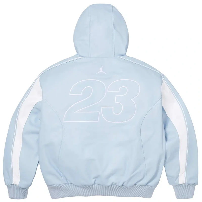 Supreme x Jordan Light Blue Hooded Leather Jacket 1 Supreme x Jordan Light Blue Hooded Leather Jacket <p><strong>Supreme x Jordan Light Blue Hooded Leather Jacket</strong> delivers a streetwear-ready hoodie look for casual outfits, travel, relaxed days, and seasonal layering. Its distinctive design offers comfortable styling, easy layering, and bold everyday appeal, making it a strong choice for personal wardrobes, collections, or gifting.</p>