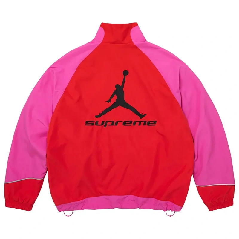 Supreme x Jordan Pink Track Jacket Supreme x Jordan Pink Track Jacket <p><strong>Supreme x Jordan Pink Track Jacket</strong> delivers a sport-inspired track jacket look for athleisure outfits, travel, casual styling, and active everyday looks. Its distinctive design offers easy layering, sporty visual appeal, and versatile outfit pairing, making it a strong choice for personal wardrobes, collections, or gifting.</p>