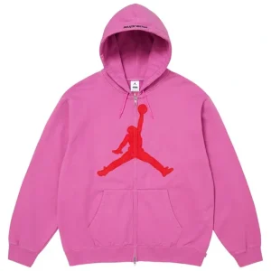 Supreme x Jordan Zip Up Hooded Pink Sweatshirt