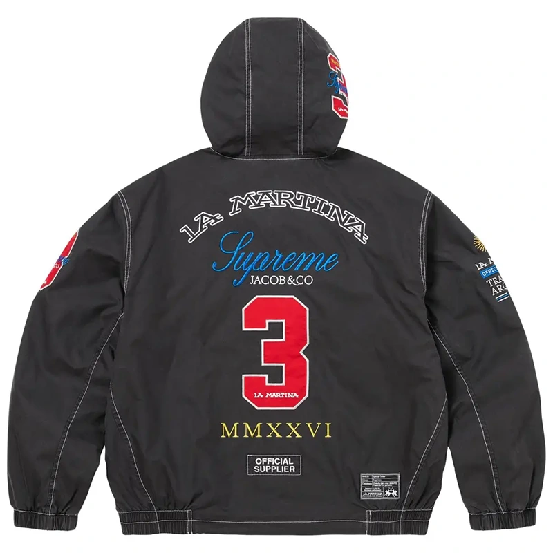 Supreme x La Martina x Jacob & Co Lightweight Black Hooded Jacket 1 Supreme x La Martina x Jacob & Co Lightweight Black Hooded Jacket <p><strong>Supreme x La Martina x Jacob & Co Lightweight Black Hooded Jacket</strong> delivers a streetwear-ready hoodie look for casual outfits, travel, relaxed days, and seasonal layering. Its distinctive design offers comfortable styling, easy layering, and bold everyday appeal, making it a strong choice for personal wardrobes, collections, or gifting.</p>