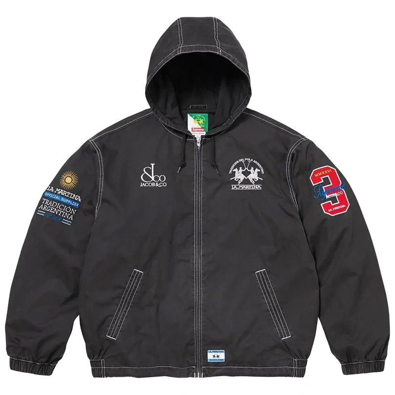 Supreme x La Martina x Jacob & Co Lightweight Black Hooded Jacket Supreme x La Martina x Jacob & Co Lightweight Black Hooded Jacket <p><strong>Supreme x La Martina x Jacob & Co Lightweight Black Hooded Jacket</strong> delivers a streetwear-ready hoodie look for casual outfits, travel, relaxed days, and seasonal layering. Its distinctive design offers comfortable styling, easy layering, and bold everyday appeal, making it a strong choice for personal wardrobes, collections, or gifting.</p>