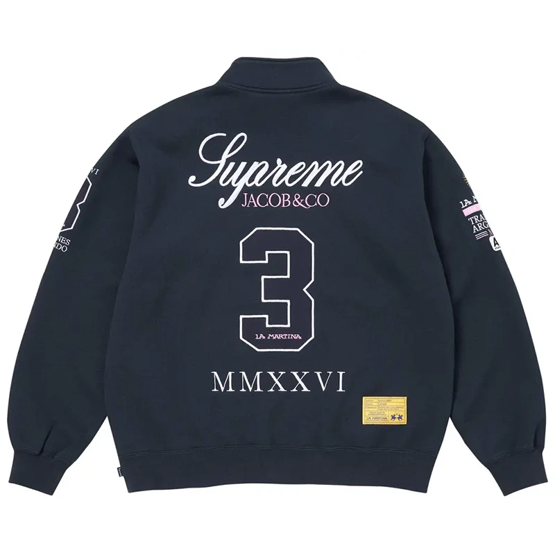 Supreme x La Martina x Jacob & Co Zip Up Sweatshirt 1 Supreme x La Martina x Jacob & Co Zip Up Sweatshirt <p><strong>Supreme x La Martina x Jacob & Co Zip Up Sweatshirt</strong> delivers a relaxed casual sweatshirt look for everyday outfits, travel, lounge styling, and seasonal layering. Its distinctive design offers comfortable styling, easy layering, and versatile casual appeal, making it a strong choice for personal wardrobes, collections, or gifting.</p>