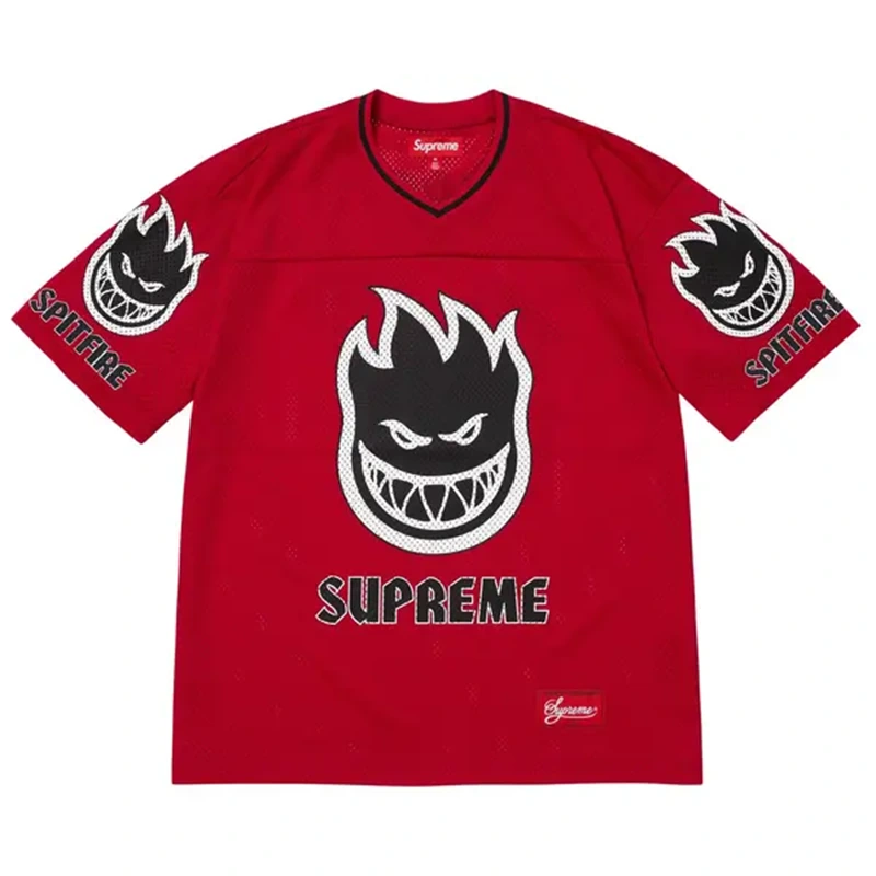 Supreme x Spitfire Red Jersey 1 Supreme x Spitfire Red Jersey <p><strong>Supreme x Spitfire Red Jersey</strong> delivers a sport-inspired jersey look for game-day outfits, fan styling, casual wear, and sports-themed events. Its distinctive design offers team-inspired appeal, easy casual pairing, and energetic visual identity, making it a strong choice for personal wardrobes, collections, or gifting.</p>