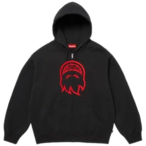 Supreme x Spitfire Zip Up Black Hooded Sweatshirt