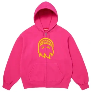 Supreme x Spitfire Zip Up Bright Fuchsia Hooded Sweatshirt