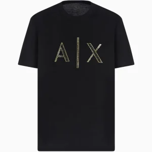 Armani Exchange Regular Fit T-Shirt With Rhinestone Logo