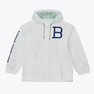 Baltimore Orioles White Yacht Rock Coaches Hooded Windbreaker Jacket