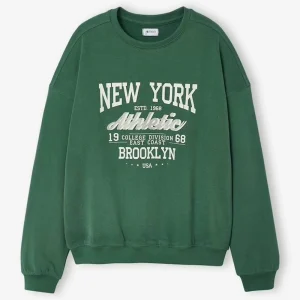 Jade New York Sweatshirt with Round Neckline and Color Blocking