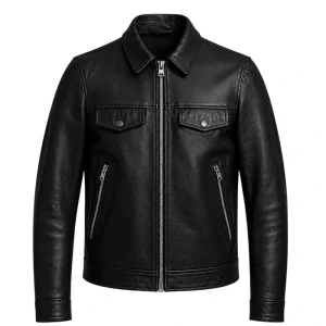 Jensen Huang Signature Black Leather Trucker Jacket