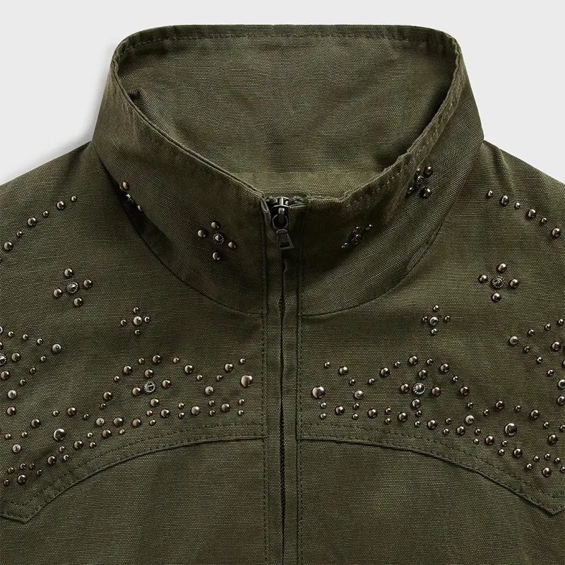 &Kin Studded Canvas Rhysand Jacket 2 &Kin Studded Canvas Rhysand Jacket <p>Upgrade your outerwear with the <strong>&Kin Studded Canvas Rhysand Jacket</strong>. This distinctive jacket style suits casual outfits, street-inspired looks, seasonal layering, and collector wardrobes.</p>
