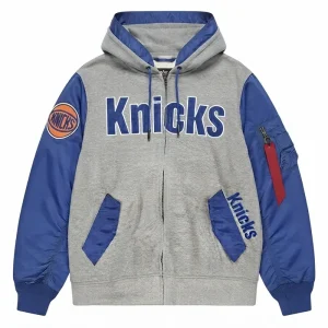 Knicks MA-1 Blue Gray Hoodie