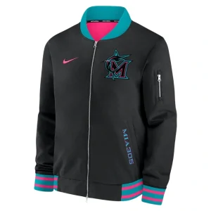 Miami Marlins Nike Black 2025 City Connect Bomber Jacket