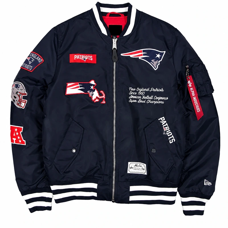 NEW ENGLAND PATRIOTS X ALPHA X NEW ERA MA-1 BOMBER JACKET 1 NEW ENGLAND PATRIOTS X ALPHA X NEW ERA MA-1 BOMBER JACKET <div class="product-short-description"><h2>NEW ENGLAND PATRIOTS X ALPHA X NEW ERA MA-1 BOMBER JACKET</h2><p>The NEW ENGLAND PATRIOTS X ALPHA X NEW ERA MA-1 BOMBER JACKET delivers a bold bomber jacket look shaped by team-inspired detailing and classic fanwear style. Easy to style with jeans, tees, or casual separates, it brings memorable visual appeal to any modern wardrobe.</p></div>