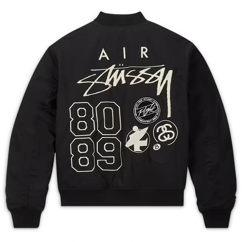 Nike x Stüssy Black Bomber Jacket 1 Nike x Stüssy Black Bomber Jacket <div class="product-short-description"><h2>Nike x Stüssy Black Bomber Jacket</h2><p>Upgrade your wardrobe with the Nike x Stüssy Black Bomber Jacket, a standout bomber jacket featuring modern streetwear influence and collaborative design appeal. It features a bold black finish. Ideal for casual wear, fan styling, themed outfits, and collectors seeking a distinctive outerwear statement.</p></div>