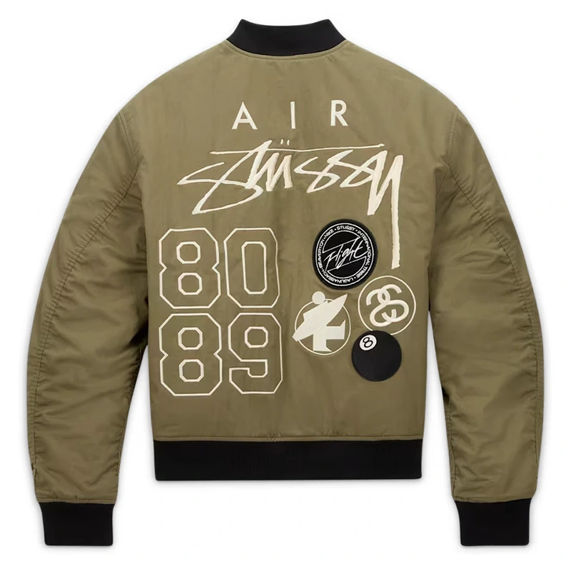 Nike x Stüssy Olive Bomber Jacket Nike x Stüssy Olive Bomber Jacket <div class="product-short-description"><h2>Nike x Stüssy Olive Bomber Jacket</h2><p>Make a statement with the Nike x Stüssy Olive Bomber Jacket, a distinctive bomber jacket combining modern streetwear influence and collaborative design appeal. It features an earthy olive finish. Perfect for fans and fashion enthusiasts, it offers an eye-catching layer for casual outings, events, and collectible styling.</p></div>