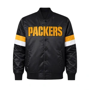 Packers Starter Black Triple Option Varsity Jacket