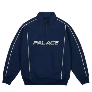 Palace Piped 1/4 Zip Navy Sweater