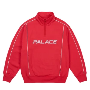 Palace Piped 1/4 Zip Red Sweater