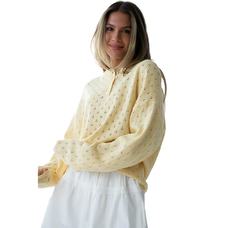 Polishpainting Margot Pointelle Butter Yellow Sweater 1 Polishpainting Margot Pointelle Butter Yellow Sweater <p>Shop the <strong>Polishpainting Margot Pointelle Butter Yellow Sweater</strong>, a stylish sweater featuring textured fashion detailing. Designed with a polished knit-inspired look made for easy seasonal styling, it is a great choice for fall layering, work-to-weekend outfits, casual days, and seasonal wardrobes. Pair it with your favorite casual essentials for an effortless, trend-ready look.</p>