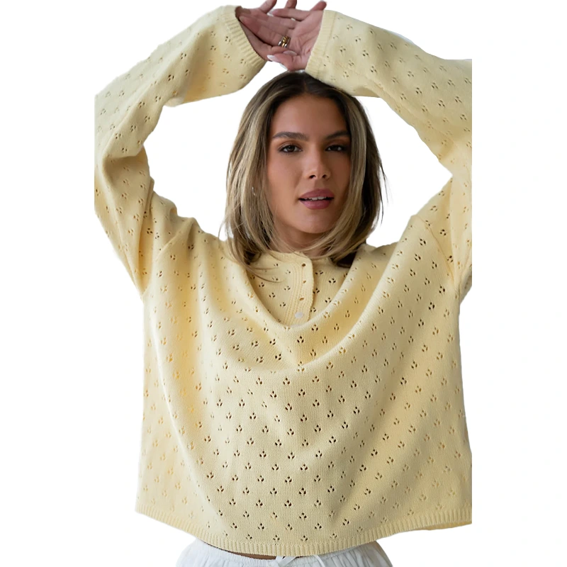 Polishpainting Margot Pointelle Butter Yellow Sweater 3 Polishpainting Margot Pointelle Butter Yellow Sweater <p>Shop the <strong>Polishpainting Margot Pointelle Butter Yellow Sweater</strong>, a stylish sweater featuring textured fashion detailing. Designed with a polished knit-inspired look made for easy seasonal styling, it is a great choice for fall layering, work-to-weekend outfits, casual days, and seasonal wardrobes. Pair it with your favorite casual essentials for an effortless, trend-ready look.</p>