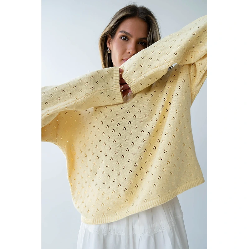Polishpainting Margot Pointelle Butter Yellow Sweater Polishpainting Margot Pointelle Butter Yellow Sweater <p>Shop the <strong>Polishpainting Margot Pointelle Butter Yellow Sweater</strong>, a stylish sweater featuring textured fashion detailing. Designed with a polished knit-inspired look made for easy seasonal styling, it is a great choice for fall layering, work-to-weekend outfits, casual days, and seasonal wardrobes. Pair it with your favorite casual essentials for an effortless, trend-ready look.</p>