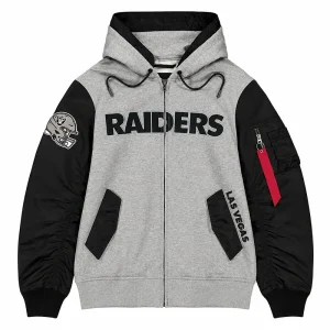 Raiders MA-1 Gray Black Hoodie